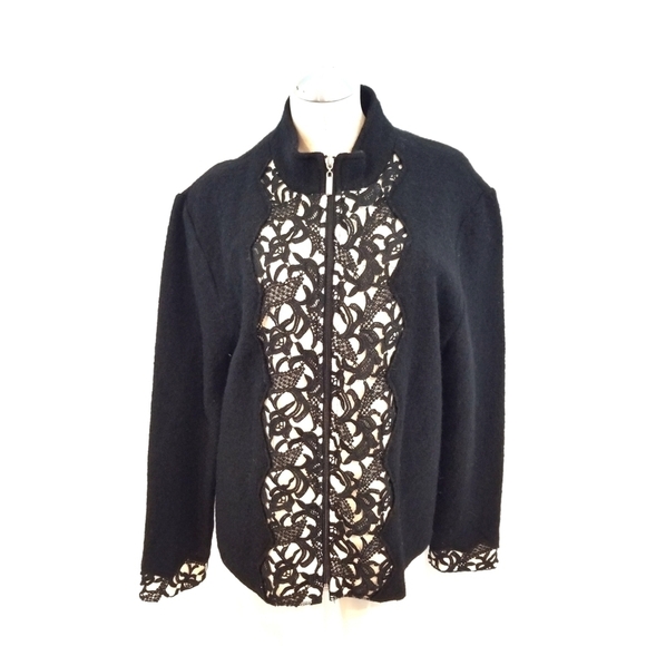 Venario Size XXL Black Cream Full Zip Sweater Jacket - Picture 1 of 6